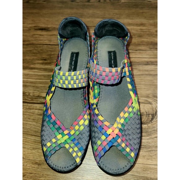 Steve Madden Brynn Peep-toe Wedge Mary Jane Sandal multi-color Women's Sz 8.5 - Picture 3 of 16